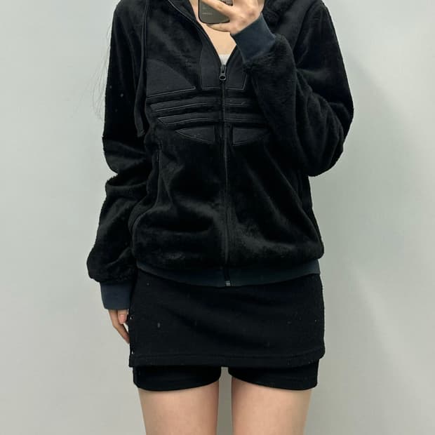 아디다스 빅로고 블랙 쉐르파 자켓