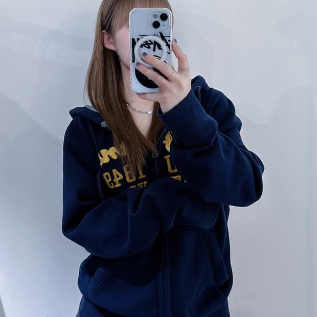 후아유 네이비 후드집업