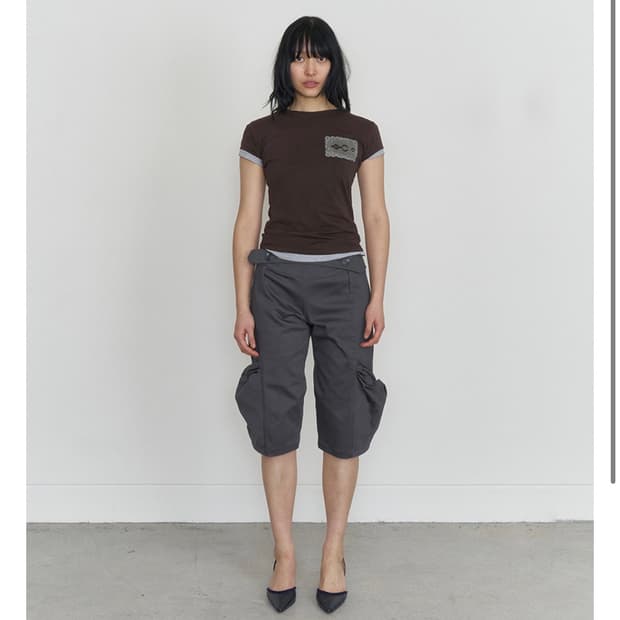 오들리워크샵 Yolk Capri Trousers, Slate