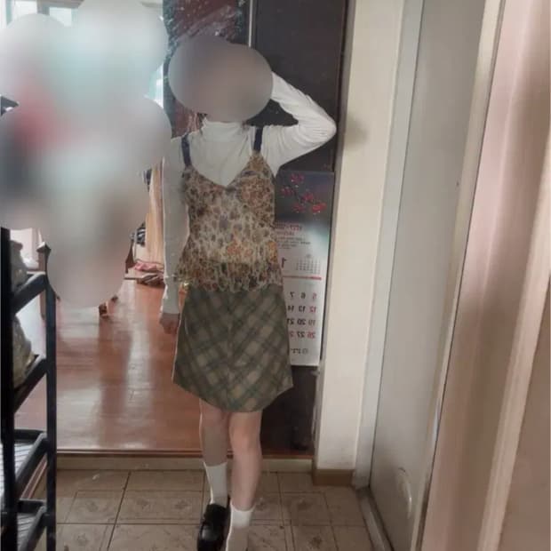 레트로문 체크치마 stc어항진리이코베이비베어빈티지몽글모리노가토카메마루