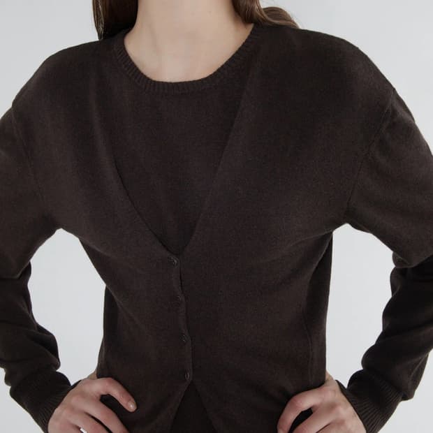 (S,M) 팔로마울 Clor 니트 가디건 다크브라운