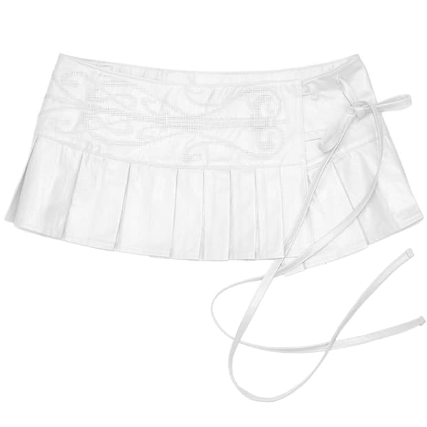 bonnae embroidered pleated skirt (white)