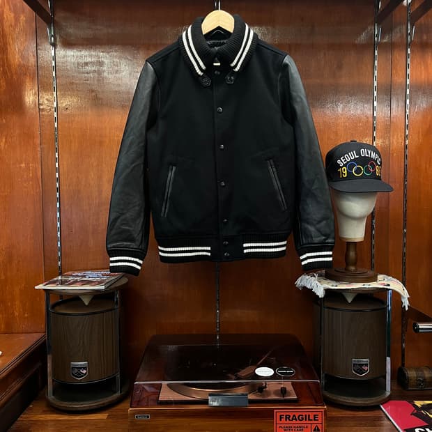 빔즈 울 레더 하이넥 바시티 자켓 [ 66 ]