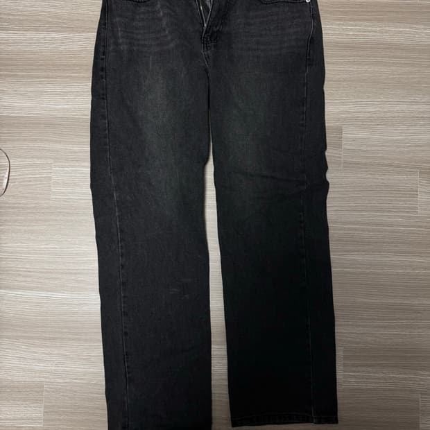 토피 와이드 흑청 데님