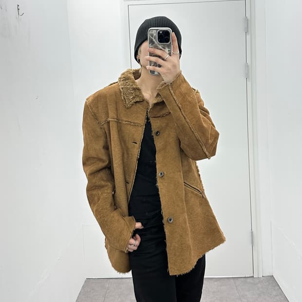 Alexander Julian 00s suede fur jacket 