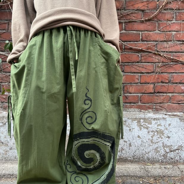 히피 에스닉 문양 와이드 벌룬 팬츠