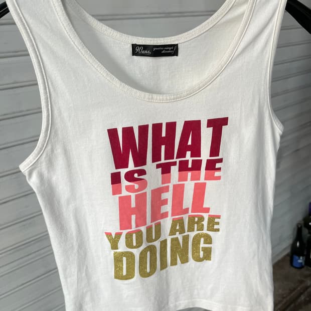 vtg glitter lettering sleeveless