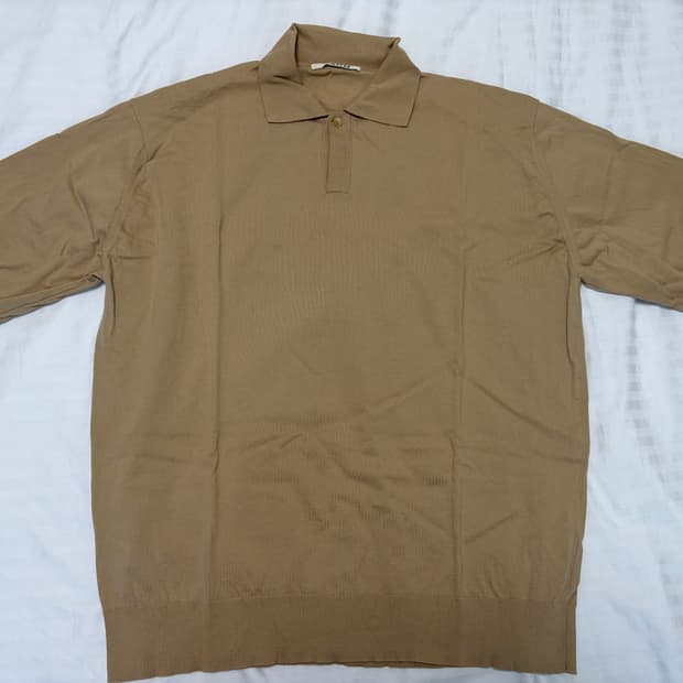 오라리 슈퍼 하이게이지 코튼 니트 숏슬리브 폴로 3사이즈