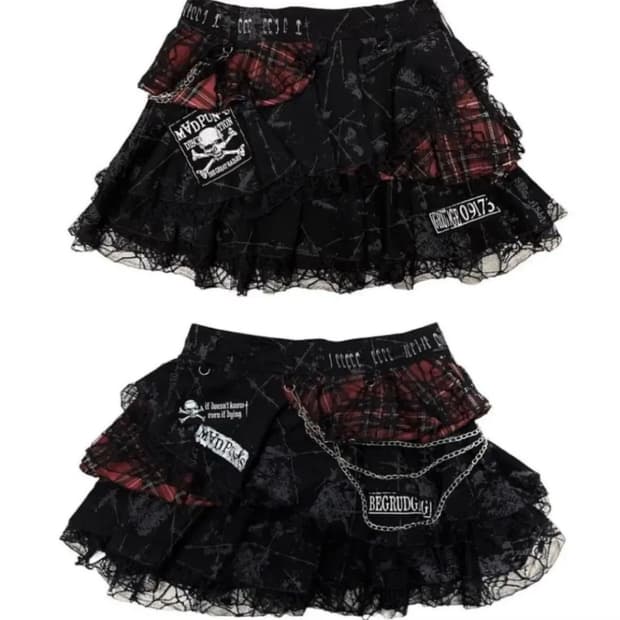 매드펑크 스커트 M 사이즈 + 의류 2벌 / 빈티지 고스고딕 y2k