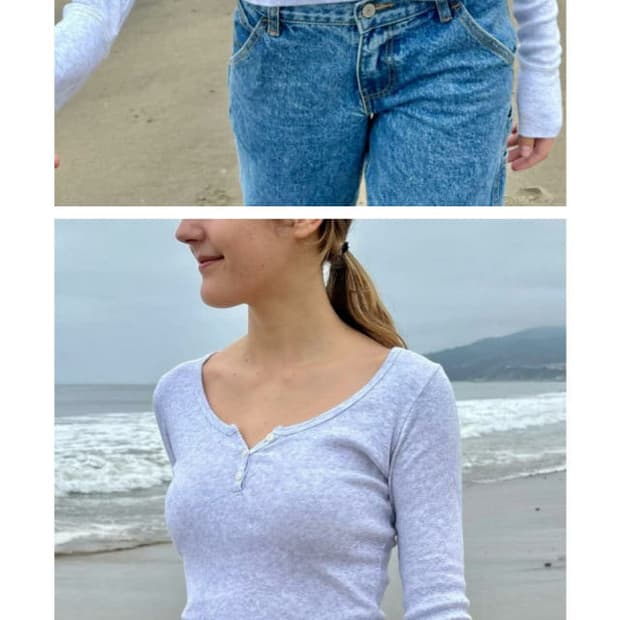 브랜디 멜빌 젤리 롱슬리브 탑 라이트 헤더 그레이