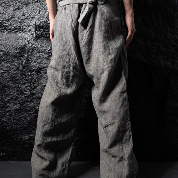 (3)KLASICA Linen Cinch Back Wide Pants