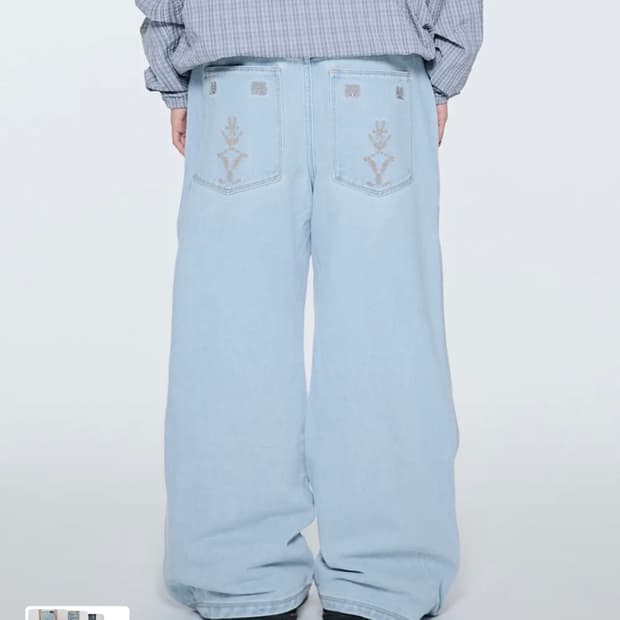 더콜디스트모먼트 ethnic denim pants 연청 와이드 데님