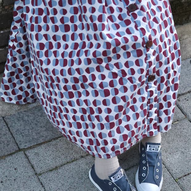 Podo wine dot flare skirt