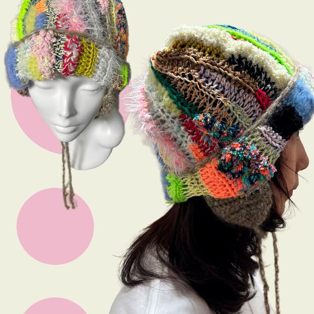 Handmade colorful boro earhat