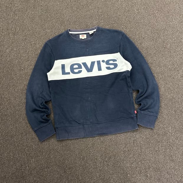 S)리바이스 빈티지 세리프 빅로고 네이비 스웻셔츠