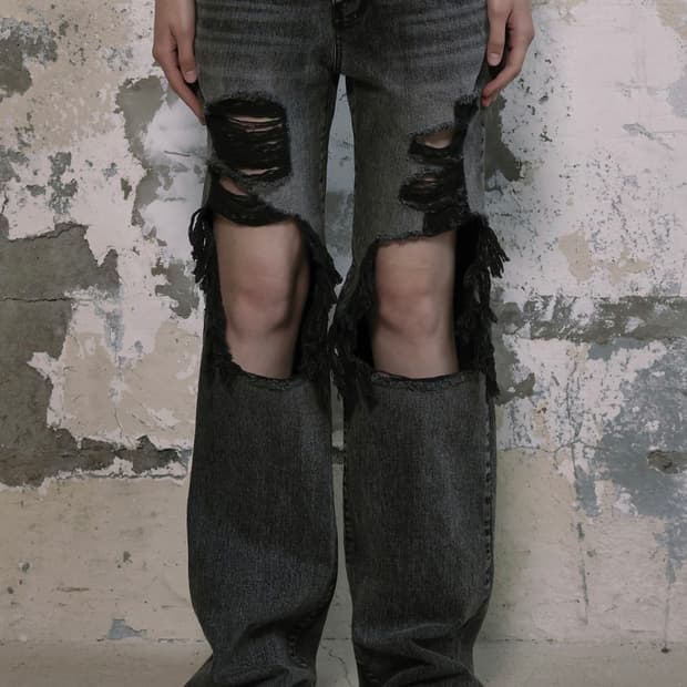 보헤미안서울 DISTRESSED DEEP GRAY JEANS L