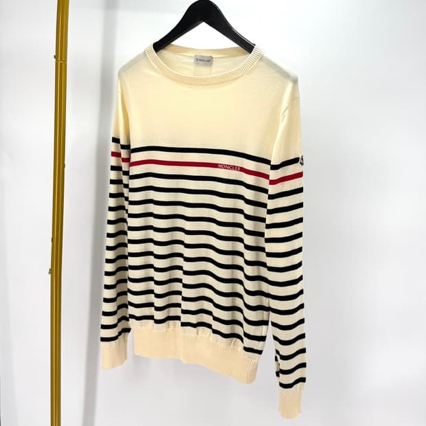 [XL사이즈] 몽클레어 스트라이프 니트 아이보리