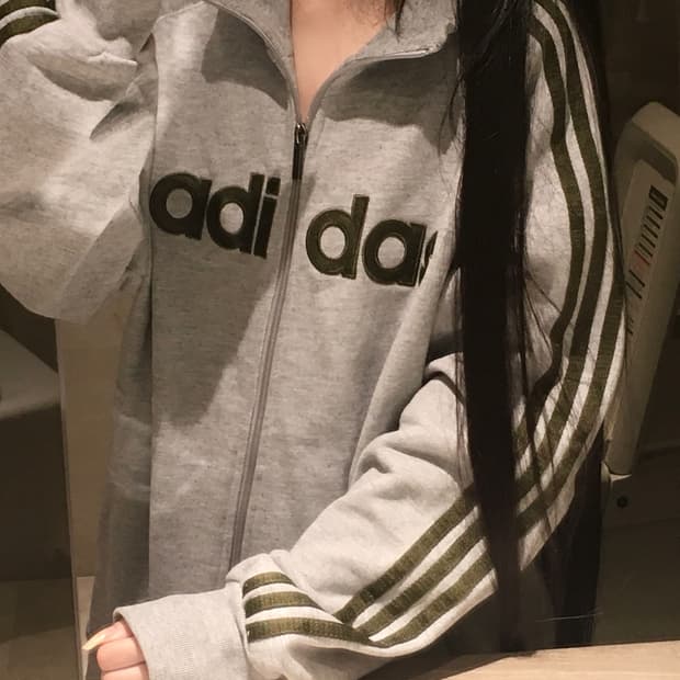 아디다스 말차 그레이 카키 져지 집업 스포티
