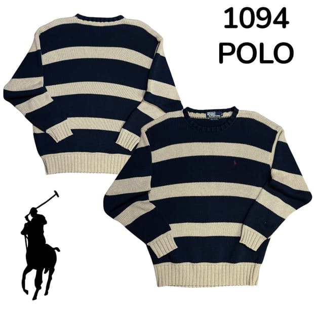 90s 폴로 랄프로렌 단가라 스트라이프 오버핏 니트 스웻셔츠 L