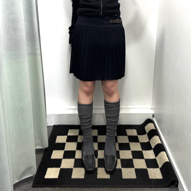 빈폴 네이비 플리츠 미디 스커트