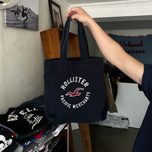 홀리스터 로고 캔버스 토트백