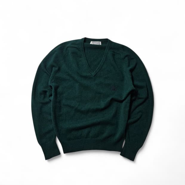 1990's 버버리 브이넥 니트 램스울 스코틀랜드 기마로고 40