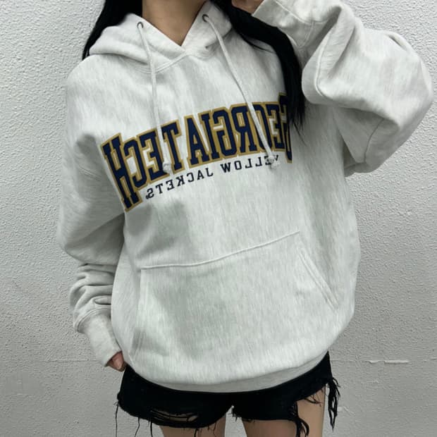 챔피온 리버스웨이브 센터로고 화이트 후드 M