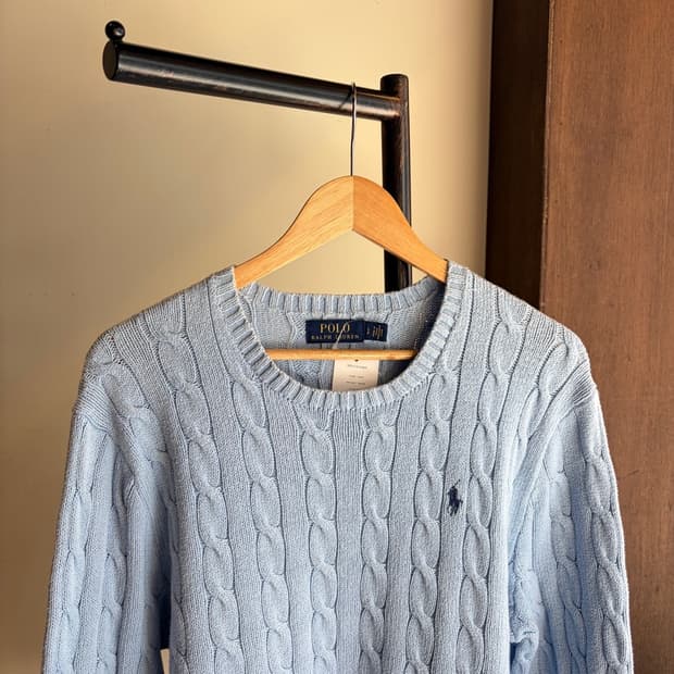 16597 - 폴로 랄프로렌 스카이블루 케이블 니트