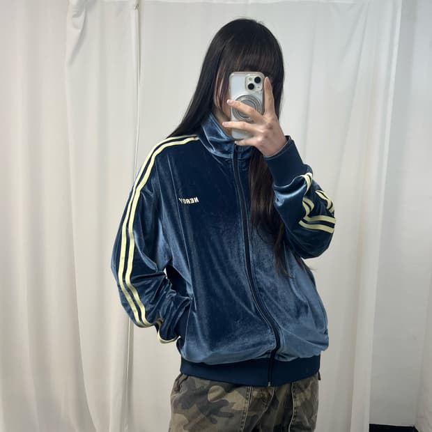 NERDY Blue Velour Track Jacket