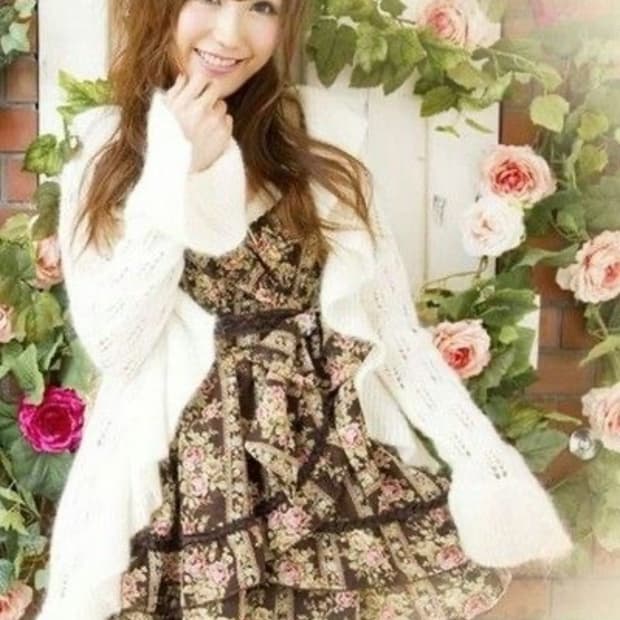 리즈리사 히메카지 브라운 리본 브로치 캐미솔 원피스