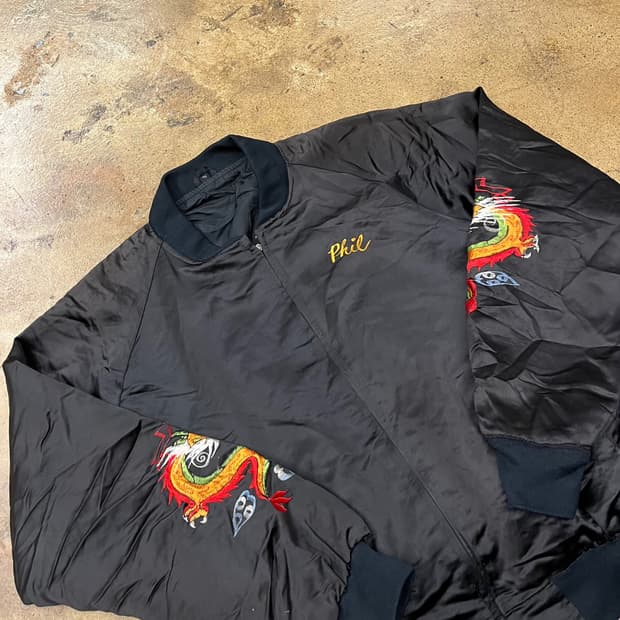 [정품/XL] 블랙 용 자수 필 스카쟌 자켓 b15