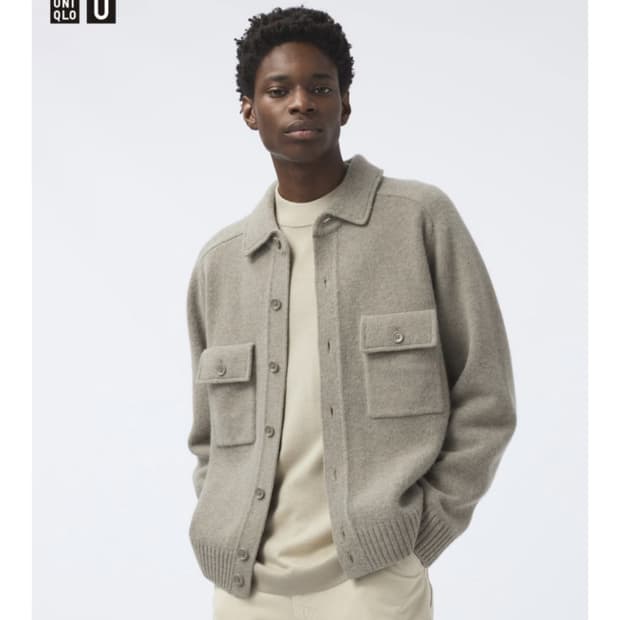 유니클로u 램스울 니트자켓 L사이즈 그린