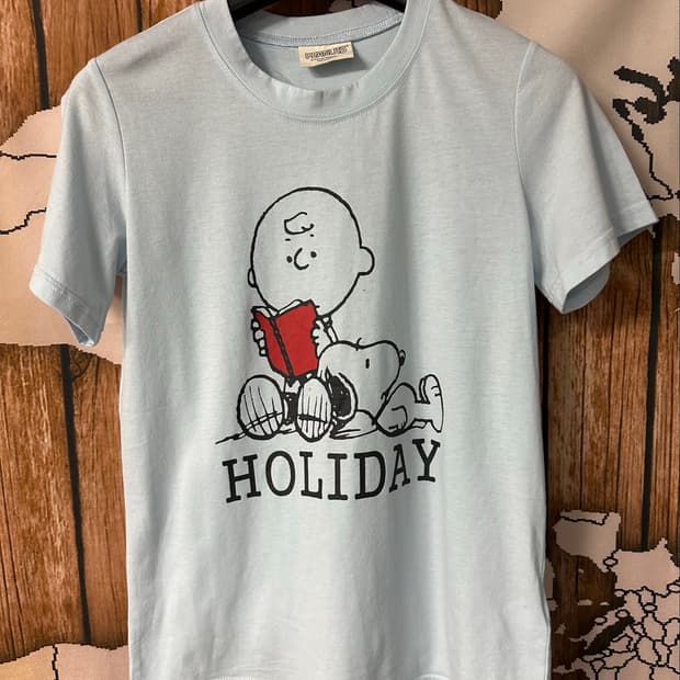피너츠 스누피 찰리브라운 HOLIDAY 일본판 반팔티 M