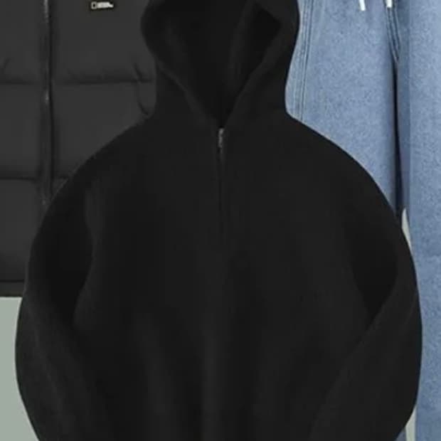 루즈핏 부클레 반집업 후드 니트