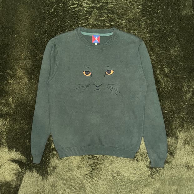 [M] 오프닝 세레머니 캣 엠브로이더리 니트 그린