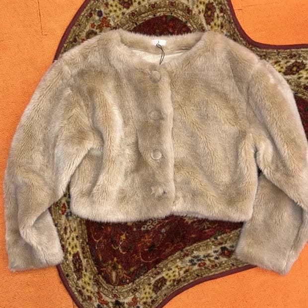 jpn 곰돌이 크롭 퍼자켓