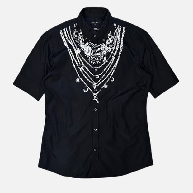 punk necklace printing shirt