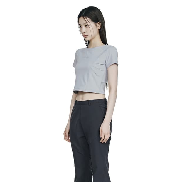 DART CROP TEE- GREY