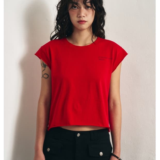 Yeel Y. CAP SLEEVE T-SHIRT RED