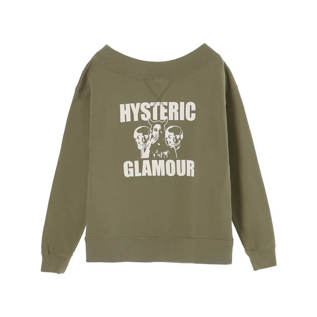 히스테릭글래머 evil skull 맨투맨 롱슬리브 3way 카키