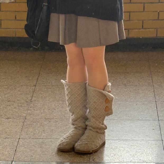 아이보리 카디 와플 니트 어그 부츠 240 245 250