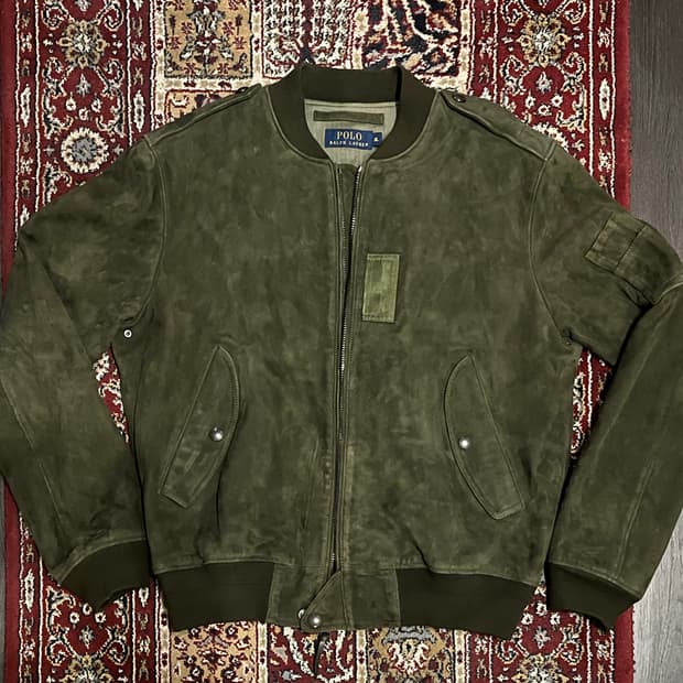 폴로 랄프로렌 스웨이드 봄버 자켓 올리브