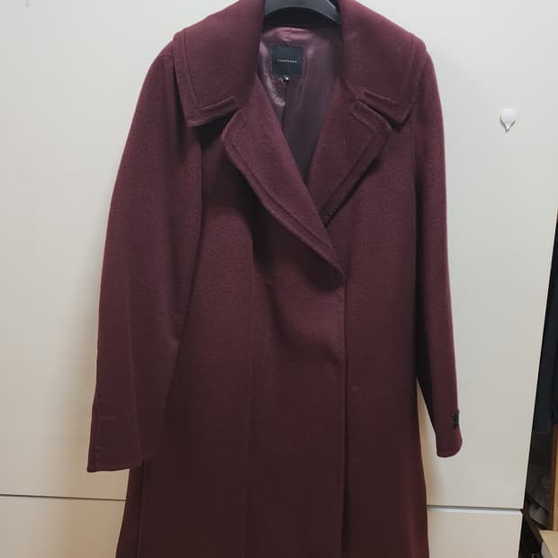 꼼빠니아 버건디 모직 롱코트