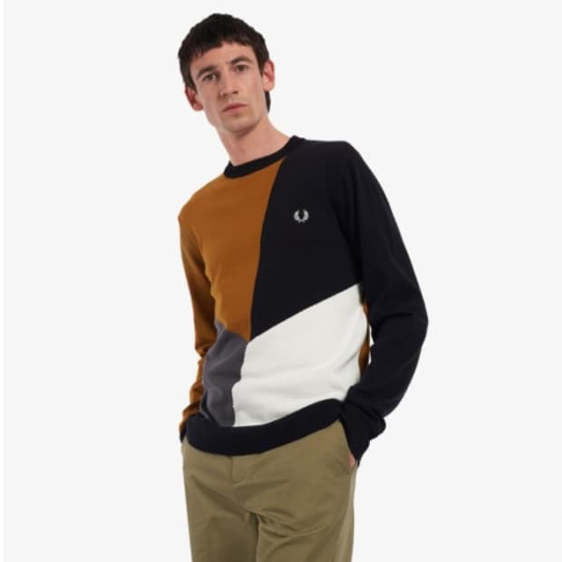 프레드페리(PRED PERRY)사선 블록 니트