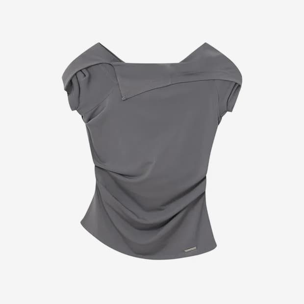 미세키서울 Draped mod hoodie top GREY