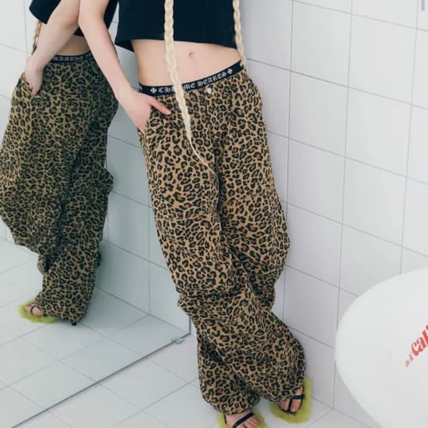 에즈이프캘리 레오파드 카고 바지 as if calie