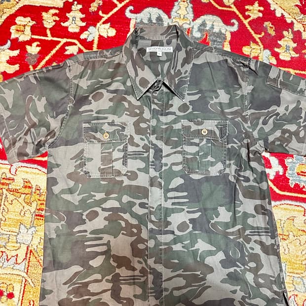 파라라이저 일본 빈티지 카모 반팔 셔츠 L