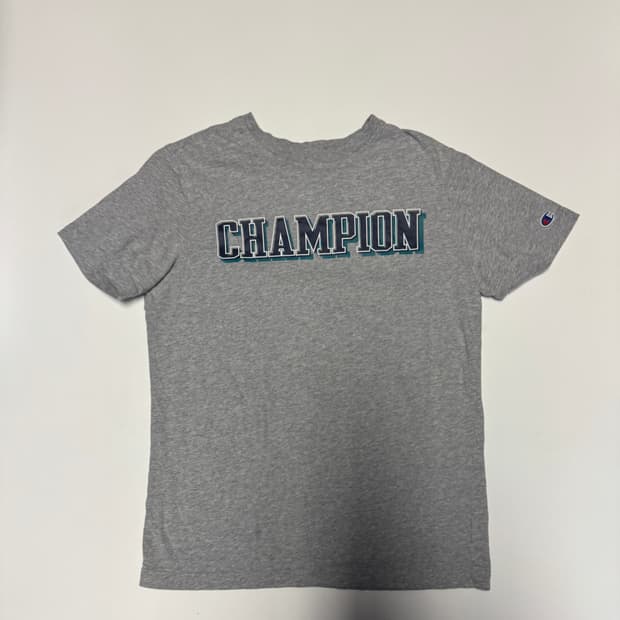 공용!! 챔피온 스펠아웃 프린팅 반팔 티셔츠 S 그레이