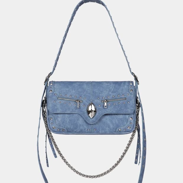 배드블러드 엘립스 심볼 크랭키 플랩 백 데님 블루