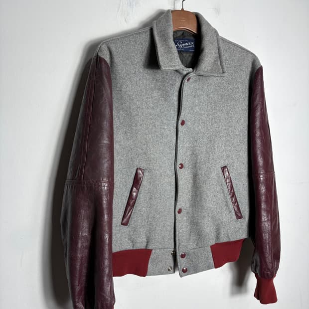 Symax 캐나다 울 가죽 바시티 자켓